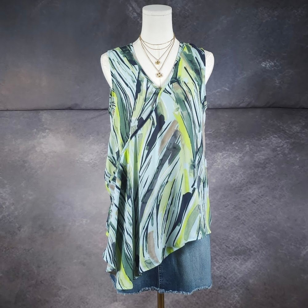 Lagenlook Art to Wear Tunic Top M Abstract Asymmetrical Flowy Boho Drape